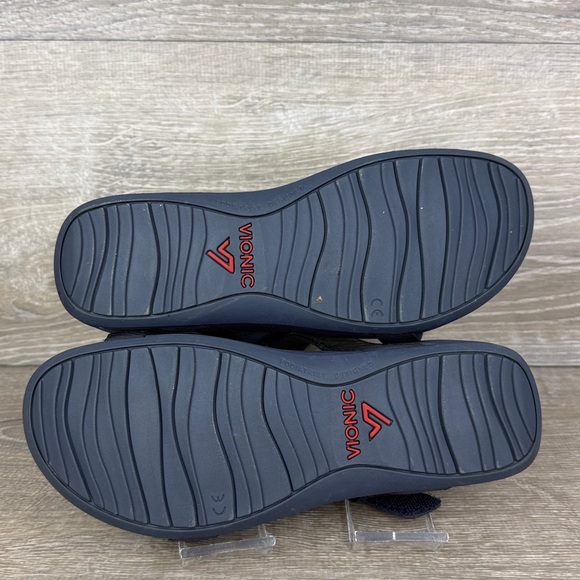 Vionic Ellie Navy Blue Snakeskin Women’s Sz 7 Hook & Loop Platform Sandals - Picture 8 of 10